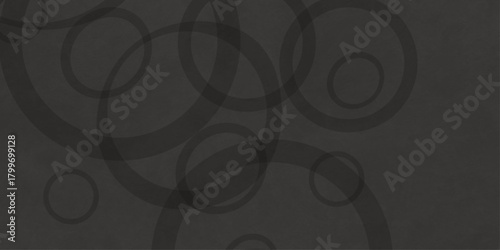 Black abstract background with black circle rings in faded distressed vintage grunge texture design. old geometric pattern paper.  Futuristic technology concept. Suit for cover, poster modern .
