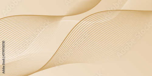 Gold background with abstract shining lines. minimalist background. abstract wavy lines background.