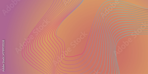 Autumn bright abstract orange background with lines.  Abstract red and yellow gradient background with curved wavy lines. Fluid gradient shapes composition. Futuristic design posters. Trendy.