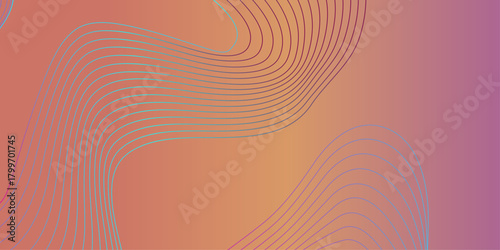 Autumn bright abstract orange background with lines.  Abstract red and yellow gradient background with curved wavy lines. Fluid gradient shapes composition. Futuristic design posters. Trendy.