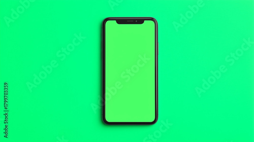 Minimal Green screen on Green background Smartphone Mockup for App Display