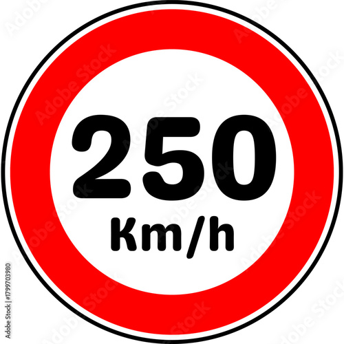 Speed Limit 250 kmh Traffic Sign Vector