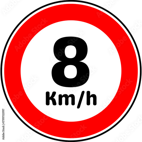 Speed Limit 8 kmh Traffic Sign Vector