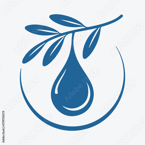 Olive Oil Drop with Leaf Logo