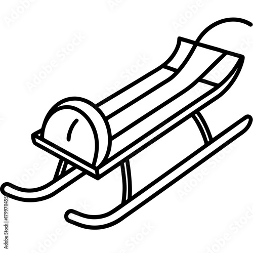 black sled outline, winter sport equipment clip art preview