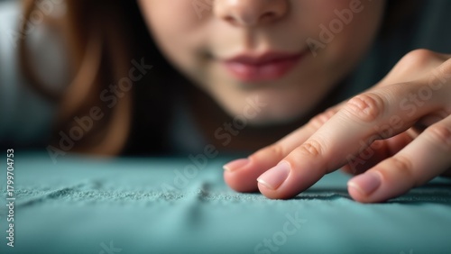 Wallpaper Mural A close-up view of someone touching an object on a table Torontodigital.ca