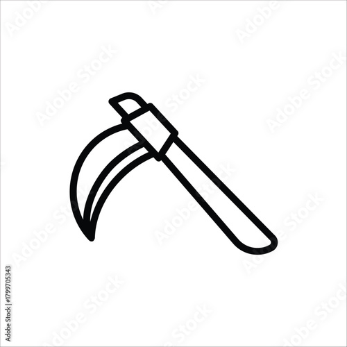 Sickle icon. Gardening equipment. For web design. Vector illustration on white background.