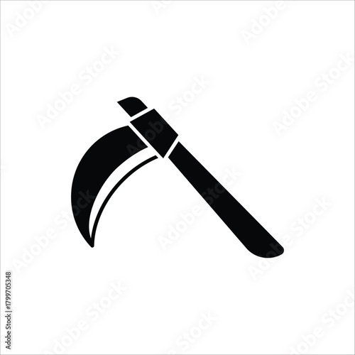 Sickle icon. Gardening equipment. For web design. Vector illustration on white background.