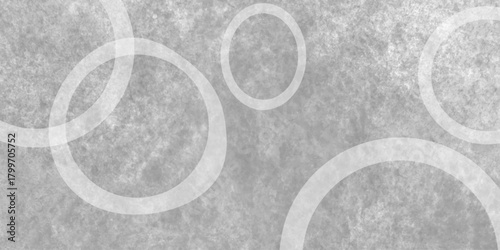 white abstract background with white circle rings in faded distressed vintage grunge texture design. old geometric pattern paper.  Futuristic technology concept. Suit for cover, poster modern .