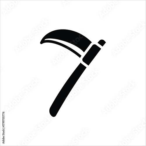 Sickle icon. Gardening equipment. Vector illustration for web design. Isolated on white background.