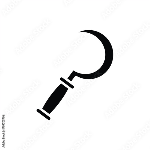 Sickle icon. Gardening equipment. Vector illustration for web design. Isolated on white background.