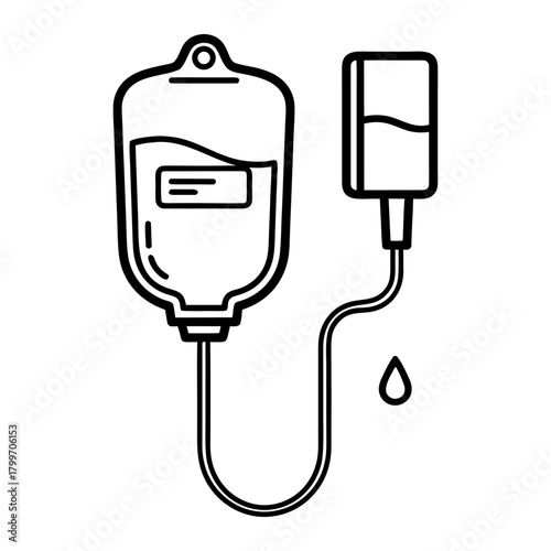 Essential medical intravenous fluid delivery system with bag, tube, and drop, illustrating patient treatment and hospital procedures crucial for patient care