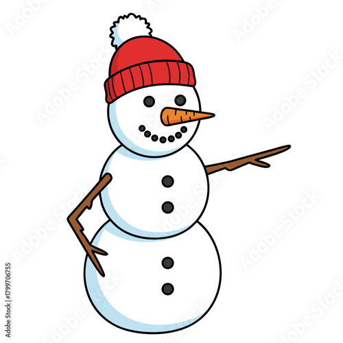 Snowman flat character pointing
