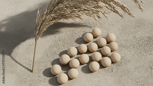 Fototapeta Naklejka Na Ścianę i Meble -  Earthy olive scene with dry fruits and gentle shadow lighting on surface