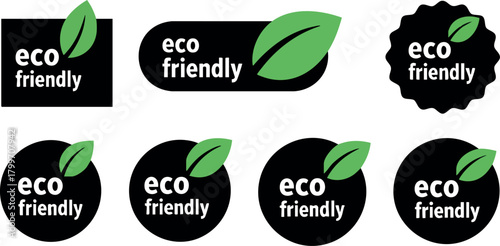 Eco friendly green leaf icons set for sustainable environment and nature conservation vector design