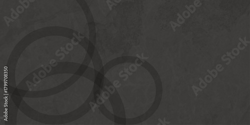 Black abstract background with black circle rings in faded distressed vintage grunge texture design. old geometric pattern paper.  Futuristic technology concept. Suit for cover, poster modern .