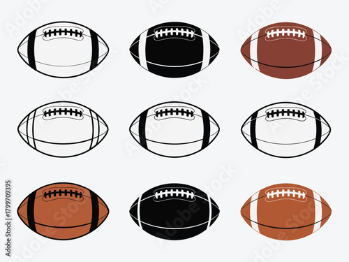 American football balls isolated on white background,
