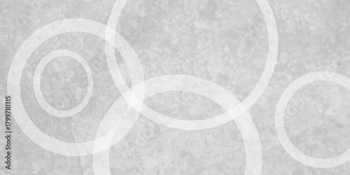 white abstract background with white circle rings in faded distressed vintage grunge texture design. old geometric pattern paper.  Futuristic technology concept. Suit for cover, poster modern .