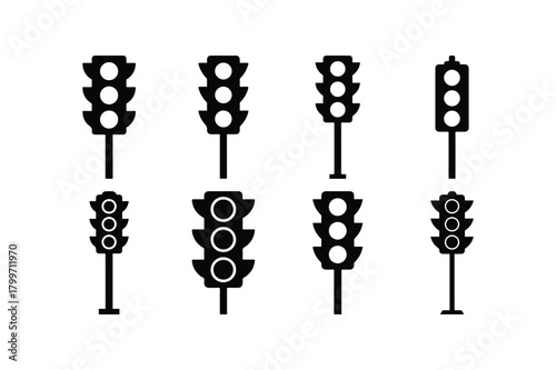 Traffic Light Icon Set Vector Illustration