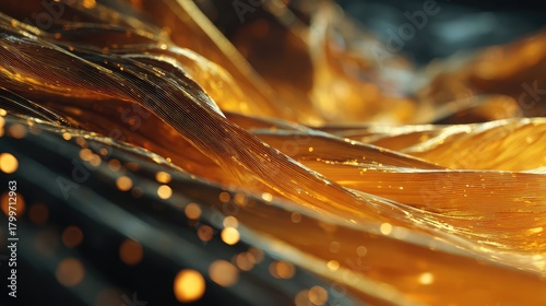 Abstract gold flowing ribbons creating luxurious texture
