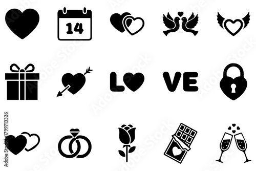 set of valentine icon design template with various models.