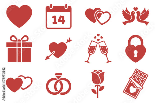 set of valentine icon design template with various models.