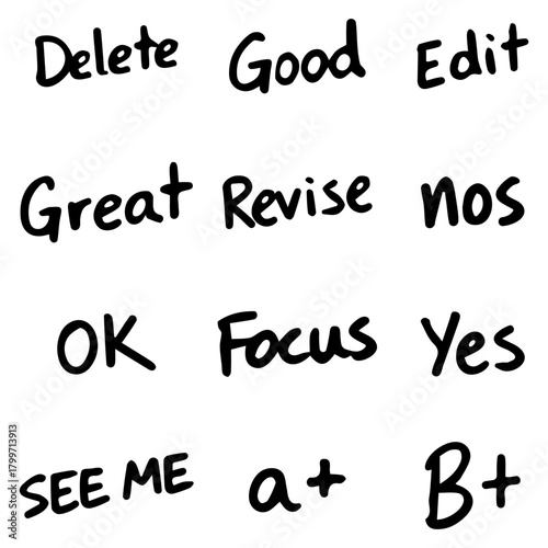 hand drawn short fun messages, decorative elements for design