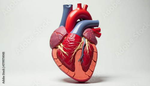 Realistic human heart cross-section model showcasing detailed internal anatomy