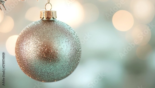 Shimmering holiday ornament reflecting festive lights, celebrating the joy and warmth of the christmas and new year holidays with elegance and sparkle