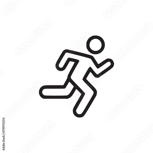 Simple line drawing of a person running with outstretched arm on a white background illustration