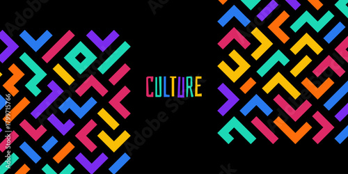 modern abstract backgrounds with a vibrant geometric pattern of colorful pixelated blocks creating a maze-like design