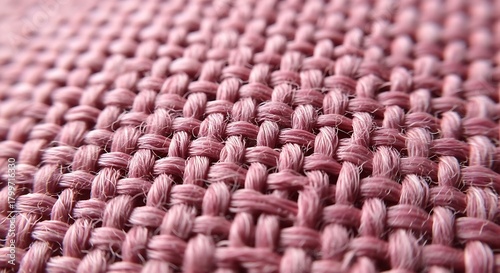 Macro Pink Fabric Weave Texture: Detailed Textile Pattern Close-Up for Background, Crafts, Material, or Surface Design Projects and Decorative Art