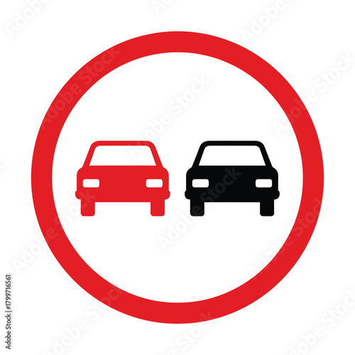 No overtaking road sign isolated on, traffic regulation