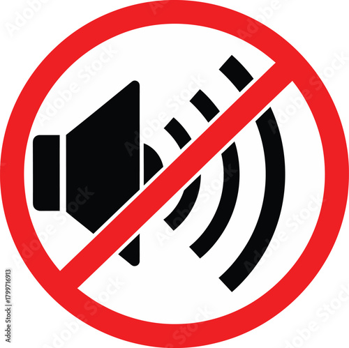 No sound sign isolated on indicates silence is required