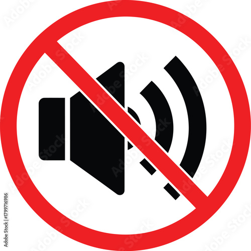 No sound sign isolated on indicates silence is required