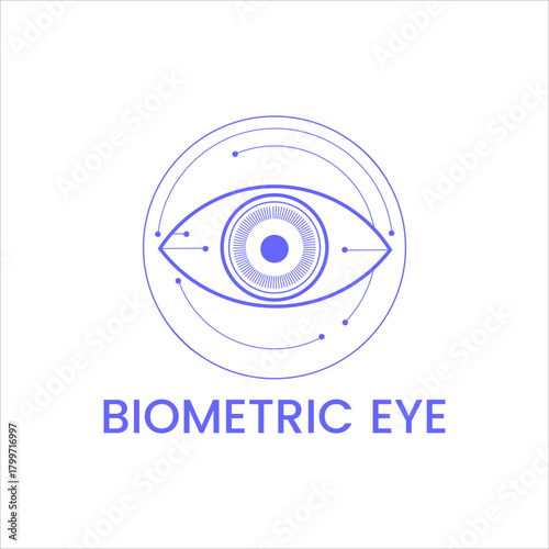 Biometric Eye Technology Logo with Digital Iris Scan Symbol for Security Identification Authentication Future Tech and Modern Surveillance System