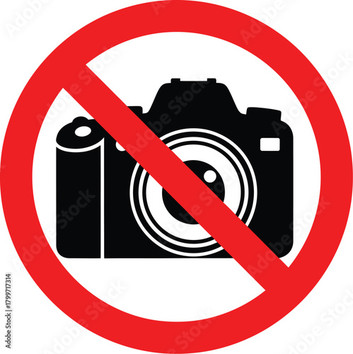 No photography sign isolated on, camera prohibited in this area