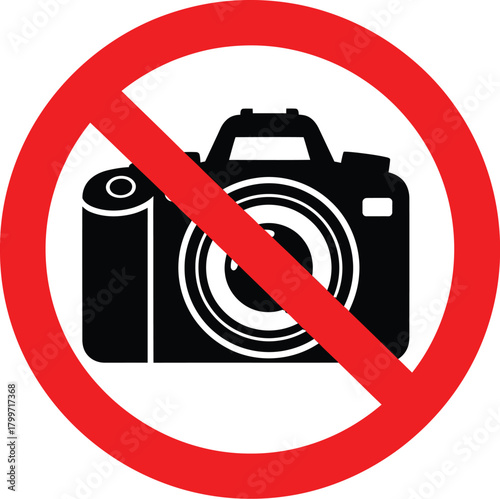 No photography sign isolated on, indicating that photography is prohibited