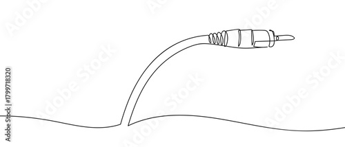 Audio Jack in one continuous line Dynamic single line draw design vector illustration Editable stroke.
