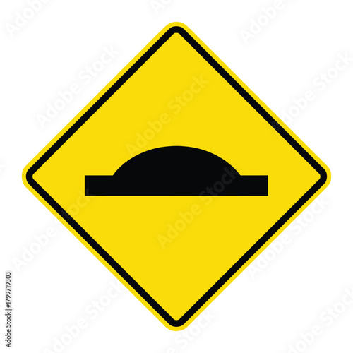 Speed bump ahead yellow sign isolated on for safety