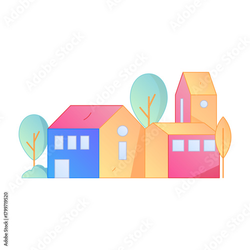 Smart Home Housing Architecture Real Estate Transaction Gradient Flat Vector Illustration Investment Mortgage Asset
