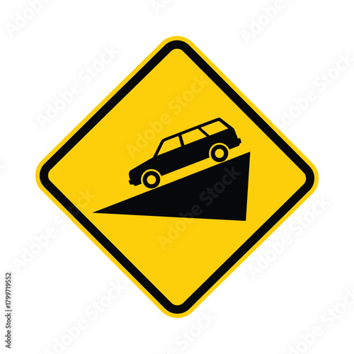 Steep ascent hill sign isolated on vector graphic illustration