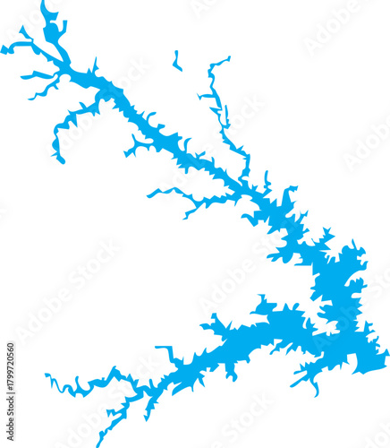 Lake Strom Thurmond Map Shape, (Clarks Hill Lake) in Georgia and South Carolina