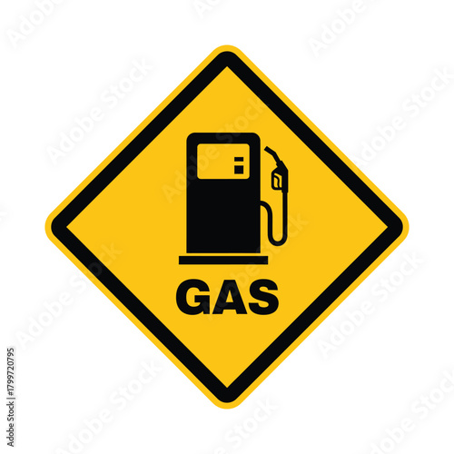 Gas station sign isolated on indicates fuel availability