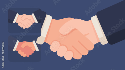 Illustration of a handshake indicating agreement, deal, partnership, or collaboration concept