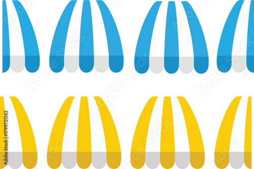 Store Awning icon set. business and shopping designs. shop building element symbol. Stripe awning icon vector set. Showcase canopy illustration sign collection.