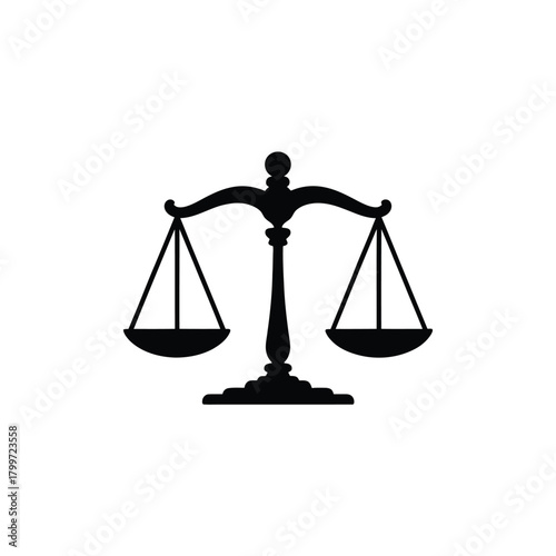 Black silhouette of a classic weighing scale of justice