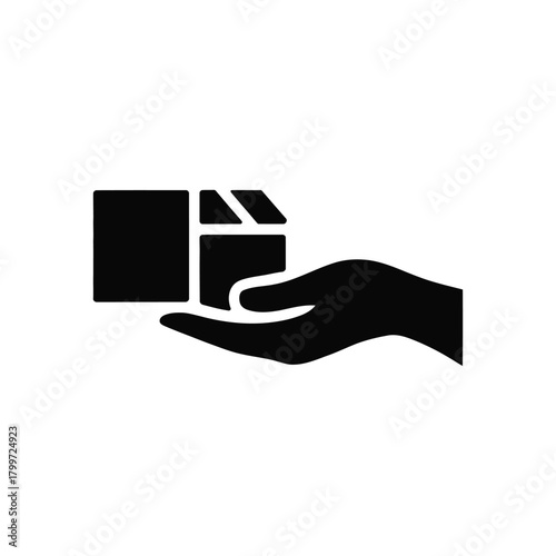 Hand holding a package icon