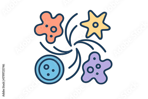 Abstract biological cells or microorganisms moving dynamically in a swirling pattern