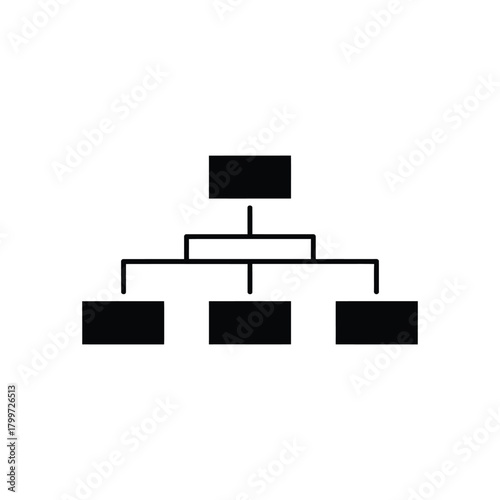 Simple black and white organizational chart icon